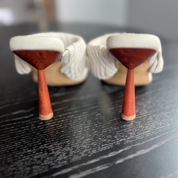 GIA / RHW Sandal Open Toe Slide Mule - EU 36 - White Leather Braided (OBO) - Picture 3 of 4